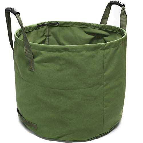 GearTaker Bulk Bags Canvas Garden Waste Bags Reusable and Collapsible Lawn Leaf Container 33 Gallons Super Sack with Handles (Army Green)