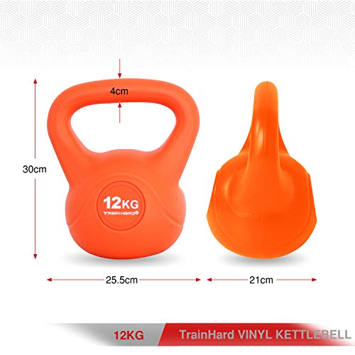 Train-Hard-Kettlebell-4-16-kg-Kugelhantel-Kunststoff-mit-Zement-Fuellung-in-6-Farbig-Studio-Qualitaet-fuer-Krafttraining-Gymnastik-und-Heimtraining-12-KG-Orange