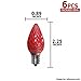 Sunlite 80702 LED C7 Holiday Decorative Light Bulb, 0.4 Watts, E12 Candelabra Base, Faceted Christmas-Lights; Nightlight, Red 6 Count