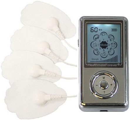 Healthmateforever 8 Mode Best Electro Smart Pain Relief Therapy Machine Great for Muscle Fatigue Ease and Soreness Relief+10 Pairs of Reusable Patch Pads Silver