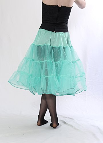 BellaSous Tea Length 25" Women Petticoat Nylon Yoke Underskirt for Vintage Dresses, Poodle Skirts, or Rockabilly (Small/Medium, Turquoise)