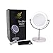 Milzie Portable Double Sided Makeup Mirror with Natural White LED Lights, 1x/10x Magnification Lighted Makeup Mirror for Bathroom or Bedroom Countertop, with Rechargeable Battery and Wireless
