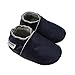Mejale Baby Boy Girl Shoes Soft Soled Leather Moccasins Anti-Skid Infant Toddler Prewalker(Navy Blue,12-18 Months)