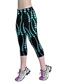 Manstore Women's Printed Active Workout Capri Leggings Fitted Stretch Tights C36 S/M