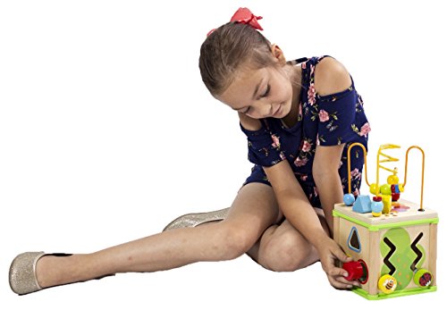 image for Playdreams Wooden Activity Cube and Bead Maze Bundle, Baby Activity Cu