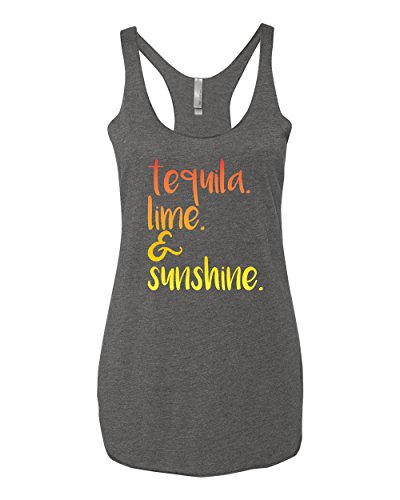 Panoware Women's Funny Graphic Tank Top | Tequila Lime and Sunshine, Heather Grey, XX-Large