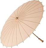 Luna Bazaar Paper Parasol (32-Inch, Cameo Pink) - Chinese/Japanese Paper Umbrella - For Weddings and Personal Sun Protection
