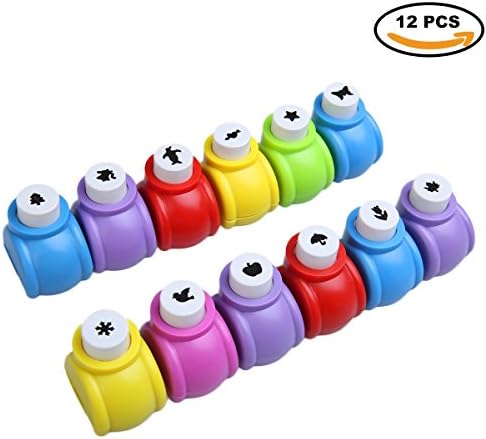 12Pcs Paper Punch,Crafts Punch, Scrapbooking Punches ,Kid Cut DIY Handmade Hole Puncher for Christmas Cards Making