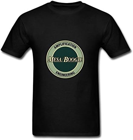 Men Top-shirt Casual Mesa Boogie Amp Old Print Large With 100% Cotton Black