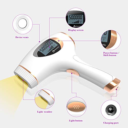 Hibeauty Permanent Hair Removal System for Women & Men, 500,000 Flashes IPL Permanent Hair Removal & Upgrade Ice Compress, Home Use, Whole Body Home Use (TR-002) (Gold)