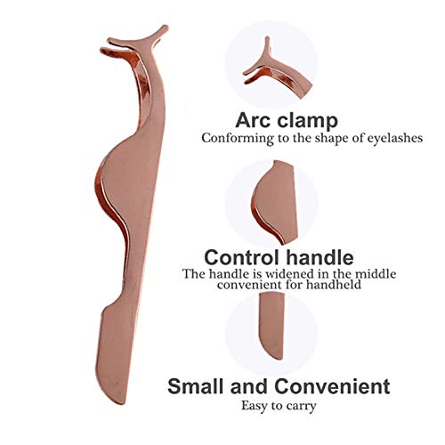 False Eyelashes Applicator Tool - FEITA Professional Falses Eyelash Extension Stainless Steel Clip Remover Tweezer for Lashes Application and Removal - Rose Gold - 1Pc - Thumbnail 2