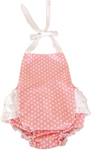 Baby Girl Polka Dots Floral Pattern One Piece Lovely Rampers Dress (0-6 months, Pink)