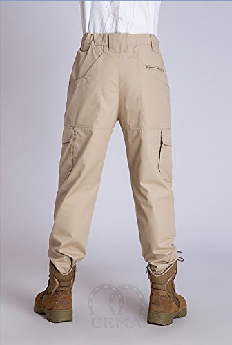 Noga Men's Outdoor Flat Front Work Multi Pockets Quick-Drying Casual Caro Swat Tactical Pants for Spring Summer Autumn (Khaki, 38/XXL)
