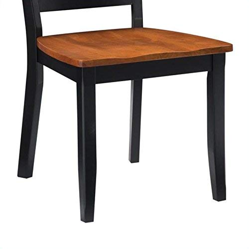 Home Styles Classic Black and Oak Pair of Dining Chairs, with Solid Hardwood Construction, Cottage Oak Finish, X-Style Back, and Mission Style Look, Set of Two