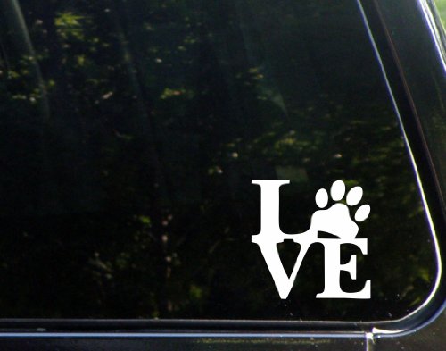 Sign Depot Love with Paw 4 Inches
