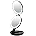 VrHere MirriM LED Lighted Travel Makeup Magnifying Mirror,Magnifies 10x and 1x, Luxury Double Side and Folding Pocket Vanity/Cosmetic Mirror (Black)