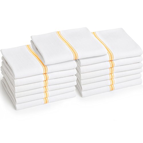 Liliane Collection Kitchen Dish Towels - Commercial Grade Absorbent 100% Cotton Kitchen Towels - Classic Tea Towels (13, Yellow)