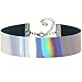 Twilight's Fancy Silvery Rainbow Metallic Hologram Holographic Choker Necklace (Large)