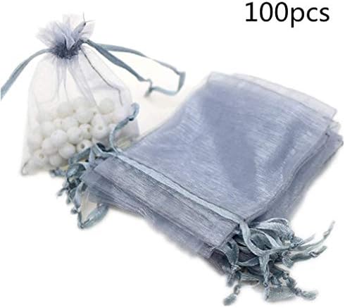 Bobopai 100pcs Organza Gift Bags, Sheer Drawstring 7x9 cm Wedding Party Favor Candy Bags Jewelry Pouches by SamGreatWorld (7x9 Silver)