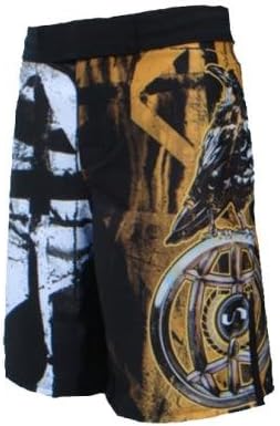 UN92 MF11 Globe Raven_36, 4-Way Stretch MMA Fight Shorts.