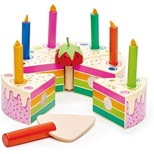 wooden play birthday cake