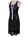 Vijiv 1920s Gastby Sequined Embellished Fringed Paisley Flapper Dress Blue XXL