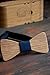 Wood Bow Tie For Men With Blue Strap Gift Box Handmade Wedding Bowtie With Gift Box Natural Oak Wood