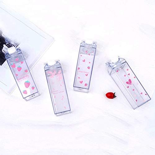 jikaifaquyanhel Pragmatic Fashion Design Sports Water Bottle Milk Box Plastic Portable Cute Sports Water Bottle Milk Box Portable Drinking Bottle Outdoor Travel for Home Decoration(Transparent)