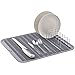 iPEGTOP Durable Silicone Dish Drying Mat Heat Resistant Non-Slip Sink Mat Trivet, Dishwasher Safe Grey Large 17.7 x 15.7 inch, with Stainless Steel Plates Holder