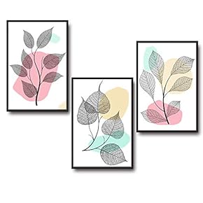 3 Piece Framed Canvas Wall Art for Living Room, Bedroom Leaf Theme Canvas Prints for Home Decoration Ready to Hang - 16"x24"x3 Panels