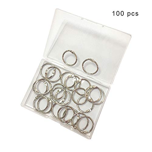 Huture 100PCS Multipurpose Book Binder Rings Smart Iron Nickel Plated Loose Leaf Rings 20mm Ring Size Used as Index Cards and Craft Scrapbook Album Rings for Home School Office, Sliver