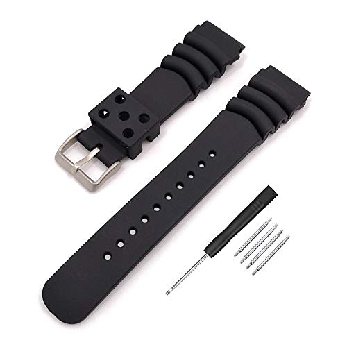 Narako Rubber Curved Line Watch Band 20mm 22mm 24mm Divers Model Fit for Seiko Watches (20mm)