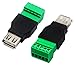 CGTime USB 2.0 A Screw Terminal Block Connector USB 2.0 A Female Plug to 5 Pin/Way Female Bolt Screw Shield terminals Pluggable Type Adapter Connector Converter 300V 8A(2Pack) (Female)