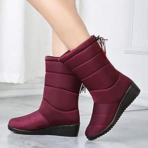 Amazon.com: Botas de invierno para mujer, impermeables, botas de invierno  para mujer, botas de tacón medio, botas cálidas para nieve, botas de goma :  Ropa, Zapatos y Joyería