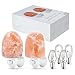 AMIR Salt Lamp, Natural Himalayan Salt Rock Lamp, Mini Hand Carved Salt Crystal Night Light with 4 Bulbs (2 Colorful Bulbs), UL Approved Wall Plug for Air Purifying, Decoration and Lighting, 2 Pack