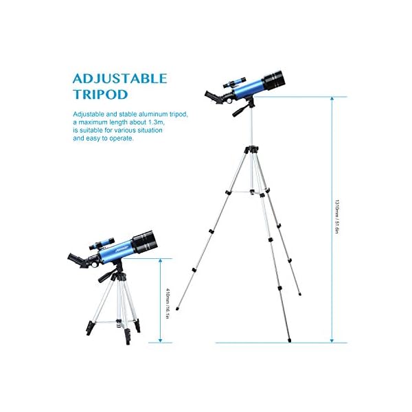 Aomekie Teleskop Astronomie 70/400 Fernrohr Teleskop für Kinder Einsteiger Amateur-Astronomen mit Aluminium Stativ… – Bild 5