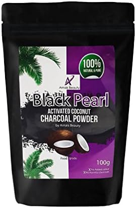 Black Pearl Coconut Activated Charcoal Powder for Teeth Whitening, Detox, Acne Scar Removal and Natural Skin Lightening | Includes Measuring Scoop