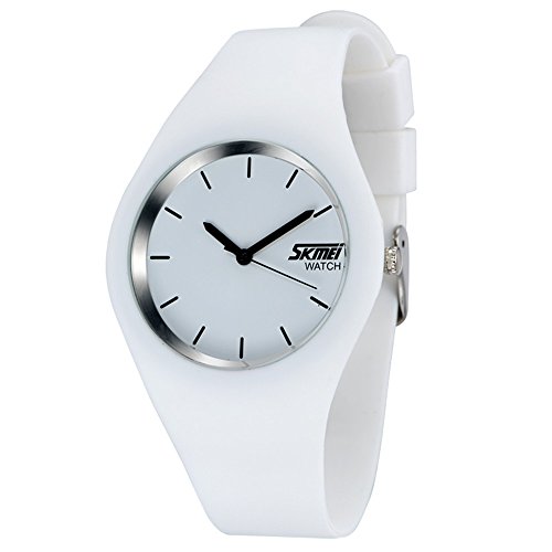 SKMEI Unisex Women Student Fashion Quartz Wrist Watch Rubber Strap Round Dial Waterproof Analog + BOX