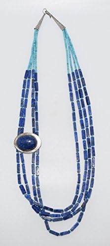 Multi-Strand Turquoise and Lapis Necklace with Beautiful Blue Lapis Pendant