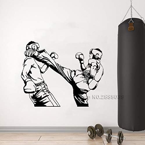 Taekwondo Karate Martial Vinyl Wall Stickers Sport Art Kick Boxing Fighters Decals Home Decor Bedroom Murals Removable 70x56cm
