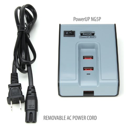 Revive 5-Port USB Desktop Charging Station PowerUP NG5P with Premium 30W High Output, Overload Surge Protection & Travel Sized Design - Works with Apple, Samsung, LG & More Smartphones & Tablets - Thumbnail 6