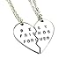 Stainless Steel Best Friends Forever BFF Split Heart Pendant Necklace 2 PC