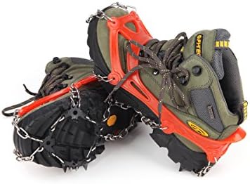 Crampons, SR Sports Climbing Crampons with Automatic Bindings for Walking, Jogging, or Hiking on Snow and Ice 2 PCS 18 Teeth Claws