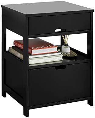 Sobuy ナイトテーブル ベッド サイドテーブル 引き出し付き ソファー 電話台 北欧風 オシャレ 木製 コンパクト シンプル サイドチェスト Frg258 Sch ブラック