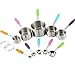 AEDILYS 10 Piece Best Measuring Spoons/ Measuring Cups for Dry & Liquid Ingredients （Free Egg Separator） - Ergonomic Design With Slip Resistant Silicone Handles - Perfect for Baking & Cooking (colour)