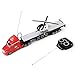 RC Truck 1:20 Scale Battery Operated Big Rig Semi Long Hauler Trailer with Helicopter Detachable Flatbed Transporter Toy Truck with Lights & Sounds, Ideal for Kids, Red