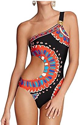 American Indian Triangle Bikini Swimsuit for Women One Shoulder One Piece Swimsuit Sexy Cutout Bathing Suit