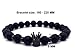 KOKOSHELL Imperial Crown Beaded Bracelet for Men / Women (Black Natural Beads Lava Rock QUEEN / KING Charm with Stone) Royal Luxury CZ Braided Copper Cubic Zirconium Bracelets