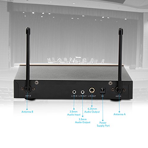 UHF Wireless Microphone System with LCD Display, Tsumbay Dual Channel Bluetooth Microphone Karaoke Mixer with 2 Handheld Microphones for Home Party, Karaoke, Speech, Outdoor Wedding, Conference - Thumbnail 5