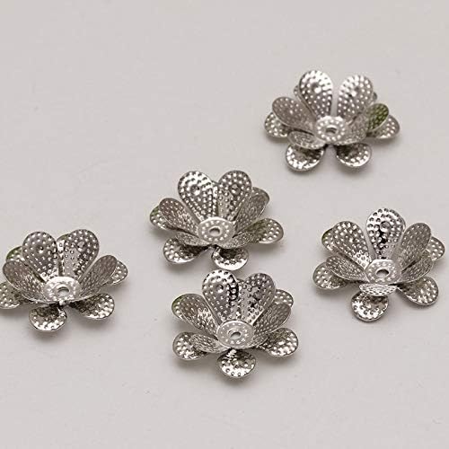DHmart 500pcs/lot 16x5mm DIY Handmade Beaded Material Six-Leaf Double-Layer Metal torus Flower Cap Beaded Accessories